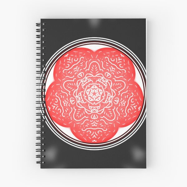 Item preview, Red Floral Mandala Ornament on Dark Background with Symmetrical Decorative Pattern designed and sold by Jaime Pharr.
