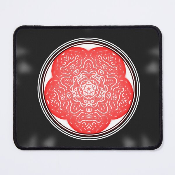 Item preview, Red Floral Mandala Ornament on Dark Background with Symmetrical Decorative Pattern designed and sold by Jaime Pharr.
