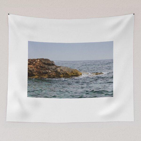 Item preview, Crashing Ocean Waves Over Rocky Shoreline With White Foam Splash And Textured Rocks designed and sold by Nmallia.