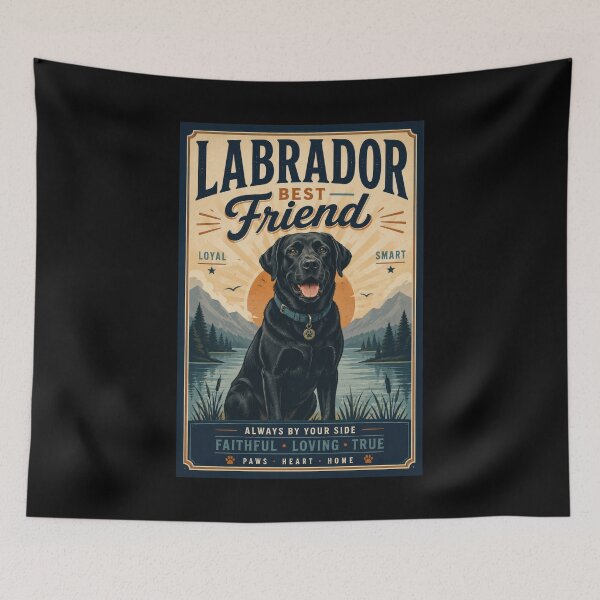Item preview, Labrador Best Friend Vintage Dog Poster designed and sold by Sketchlegacy.