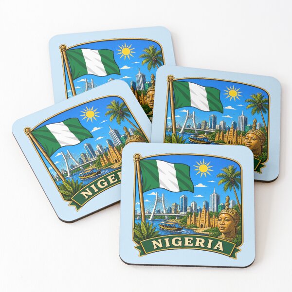 Item preview, Nigeria with Flag, Lagos Skyline designed and sold by Myra365Art.