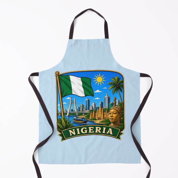 Item preview, Nigeria with Flag, Lagos Skyline designed and sold by Myra365Art.