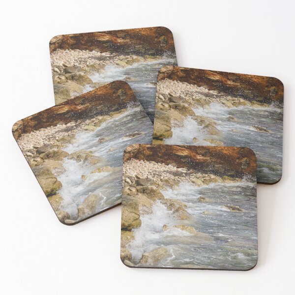 Item preview, Crashing Ocean Waves Over Rocky Shoreline With White Foam Splash And Textured Rocks designed and sold by Nmallia.