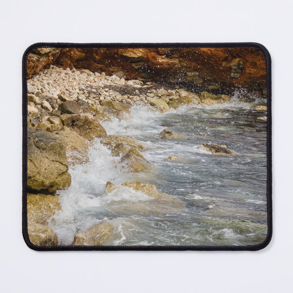 Item preview, Crashing Ocean Waves Over Rocky Shoreline With White Foam Splash And Textured Rocks designed and sold by Nmallia.