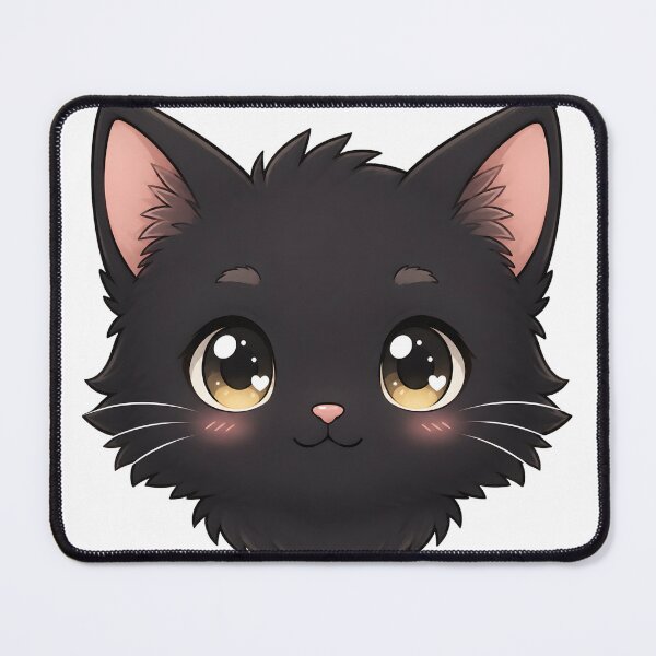 Item preview, Cute Kawaii Black Cat Head – Pastel Anime Kitten designed and sold by nocturnastore.