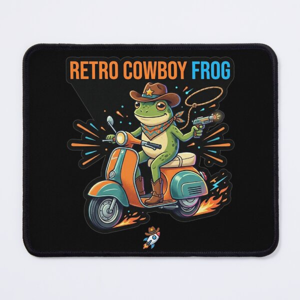 Item preview, Retro Cowboy Frog on Scooter Vintage Art. designed and sold by TrendForge.