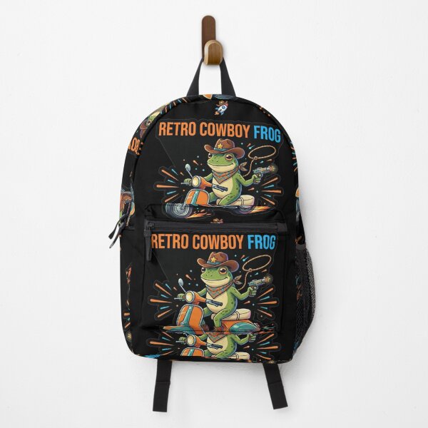 Item preview, Retro Cowboy Frog on Scooter Vintage Art. designed and sold by TrendForge.