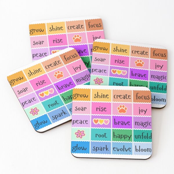 Item preview, Colorful Inspirational Words Positive Affirmation Grid designed and sold by FlowerBanks.