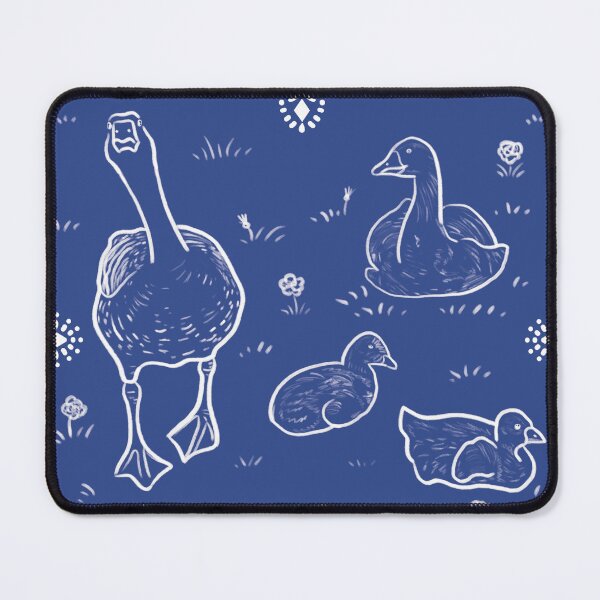 Item preview, Duck family doodle in vintage blue and white designed and sold by Catphonesoup.