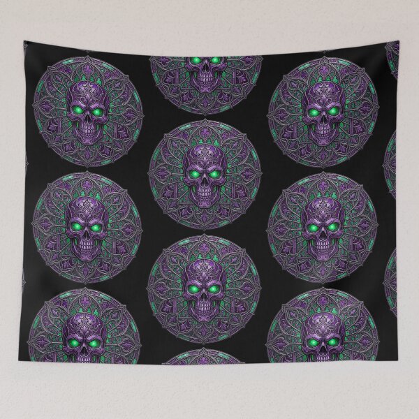 Item preview, Gothic Stained Glass Skull Crown Purple — Dark Art Floral Circular designed and sold by David Mateo ArtWorks.