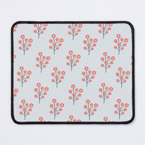 Item preview, Coral Blossom Sprigs on Misty Blue Pattern designed and sold by Kozee.