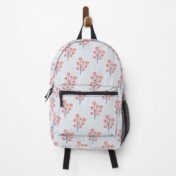 Item preview, Coral Blossom Sprigs on Misty Blue Pattern designed and sold by Kozee.