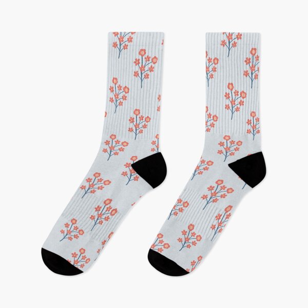Item preview, Coral Blossom Sprigs on Misty Blue Pattern designed and sold by Kozee.