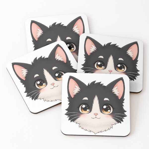 Item preview, Cute Kawaii Tuxedo Cat Head – Pastel Anime Kitten designed and sold by nocturnastore.