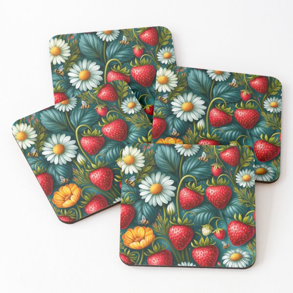 Item preview, Bright Pattern- Strawberries, Flowers and Bees designed and sold by Gypsykiss.