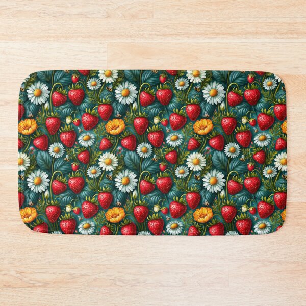 Item preview, Bright Pattern- Strawberries, Flowers and Bees designed and sold by Gypsykiss.