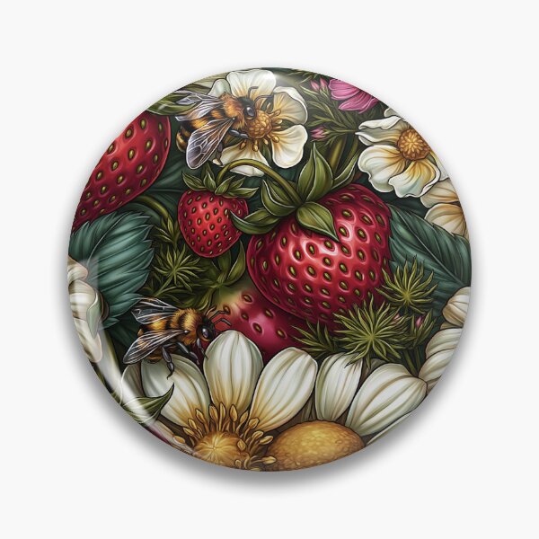 Item preview, Bright Pattern- Strawberries, Flowers and Bees 2 designed and sold by Gypsykiss.