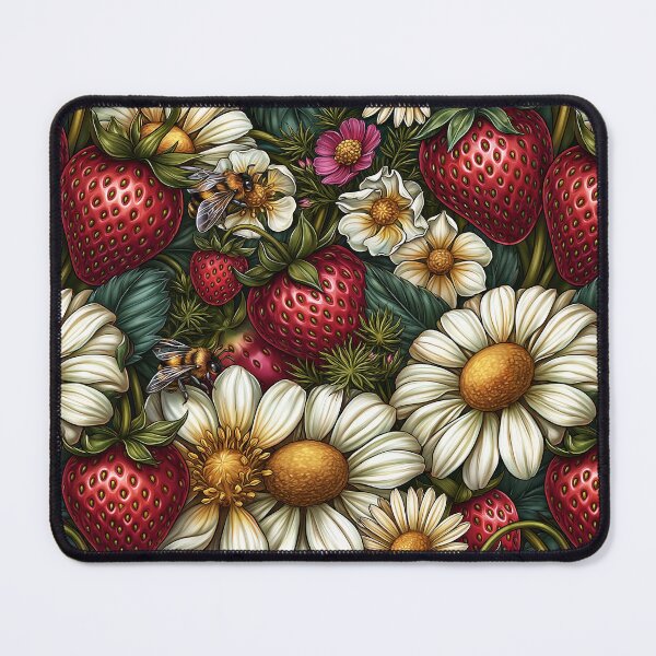Item preview, Bright Pattern- Strawberries, Flowers and Bees 2 designed and sold by Gypsykiss.
