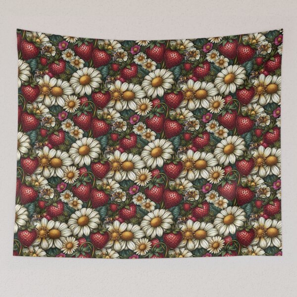 Item preview, Bright Pattern- Strawberries, Flowers and Bees 2 designed and sold by Gypsykiss.