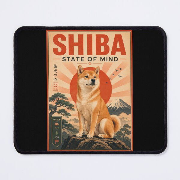 Item preview, Shiba State of Mind Vintage Dog Poster designed and sold by Sketchlegacy.