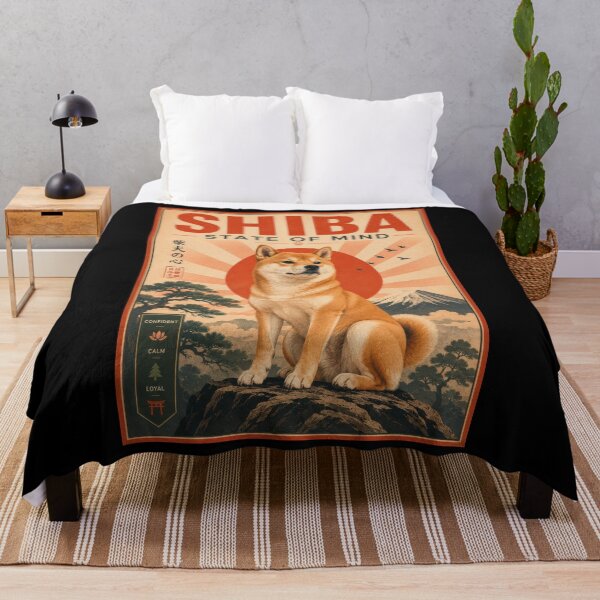 Item preview, Shiba State of Mind Vintage Dog Poster designed and sold by Sketchlegacy.