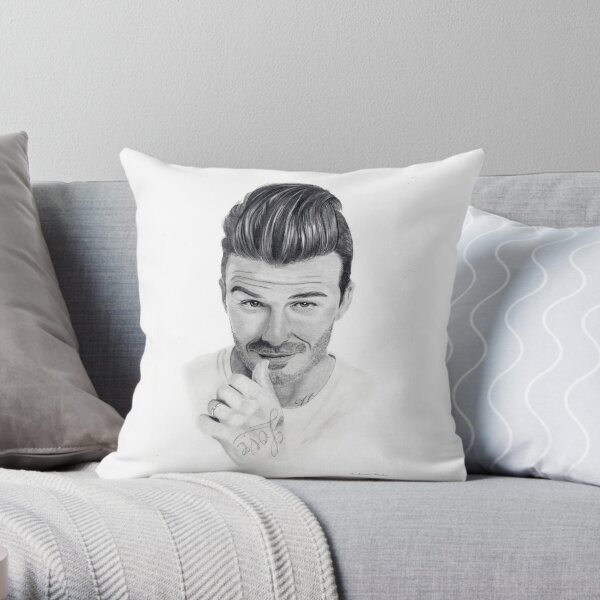 David Beckham Black and White Throw Pillow by New Inspiration - Pixels