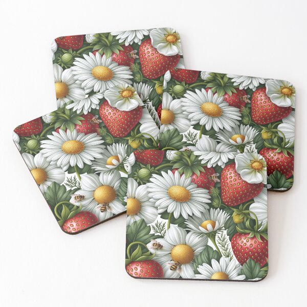 Item preview, Bright Pattern- Strawberries, Flowers and Bees 3 designed and sold by Gypsykiss.