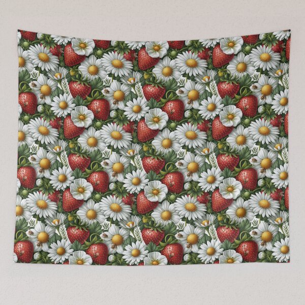 Item preview, Bright Pattern- Strawberries, Flowers and Bees 3 designed and sold by Gypsykiss.