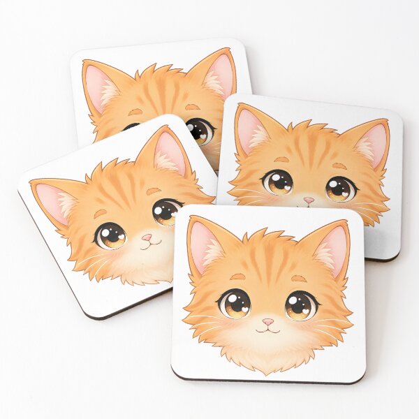 Item preview, Cute Kawaii Orange Cat Head – Pastel Anime Kitten designed and sold by nocturnastore.