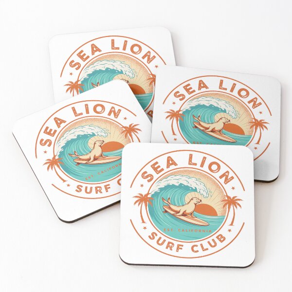 Item preview, Sea Lion Surf Club California – Retro Coastal Surfing Sea Lion Design designed and sold by ArcticFoxStudio.