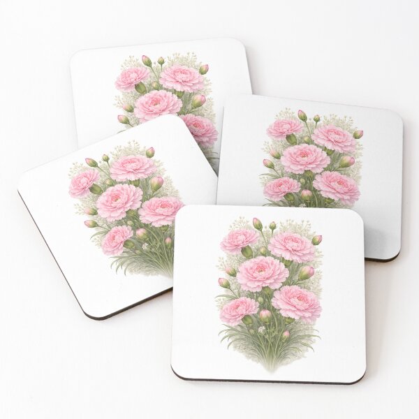 Item preview, Pink carnations with delicate greenery designed and sold by Side Quest Co..