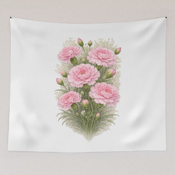 Item preview, Pink carnations with delicate greenery designed and sold by Side Quest Co..