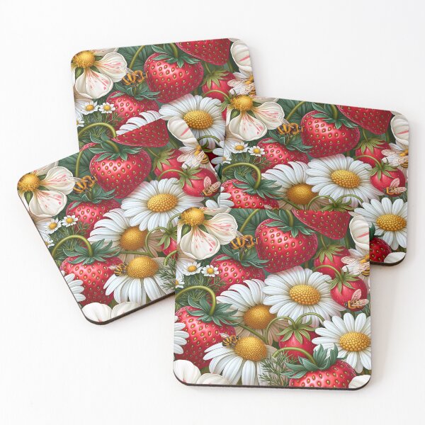 Item preview, Bright Pattern- Strawberries, Flowers and Bees 4 designed and sold by Gypsykiss.