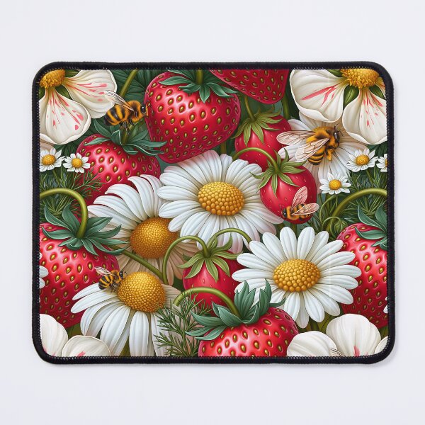 Item preview, Bright Pattern- Strawberries, Flowers and Bees 4 designed and sold by Gypsykiss.