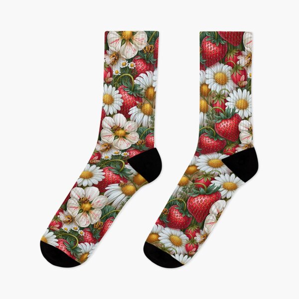Item preview, Bright Pattern- Strawberries, Flowers and Bees 4 designed and sold by Gypsykiss.