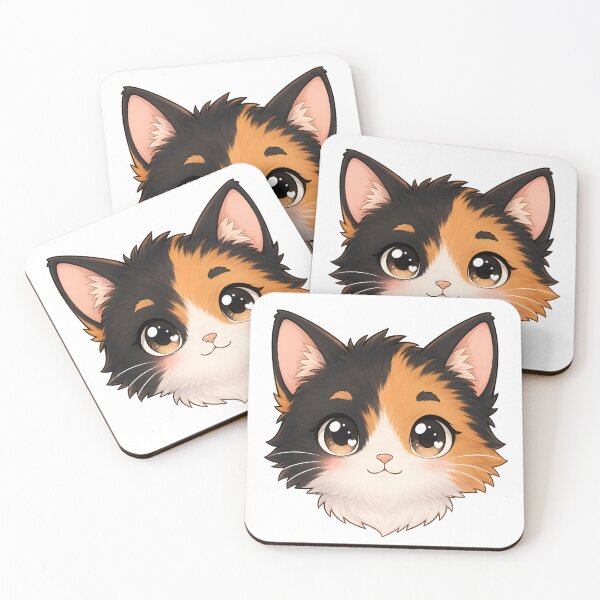 Item preview, Cute Kawaii Calico Cat Head – Pastel Anime Kitten designed and sold by nocturnastore.