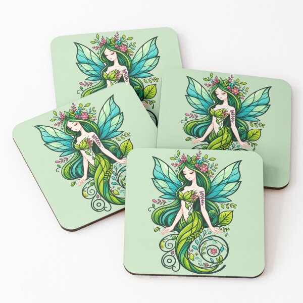 Item preview, Elegant Forest Nymph Fairy with Teal Wings designed and sold by NerdiPop.