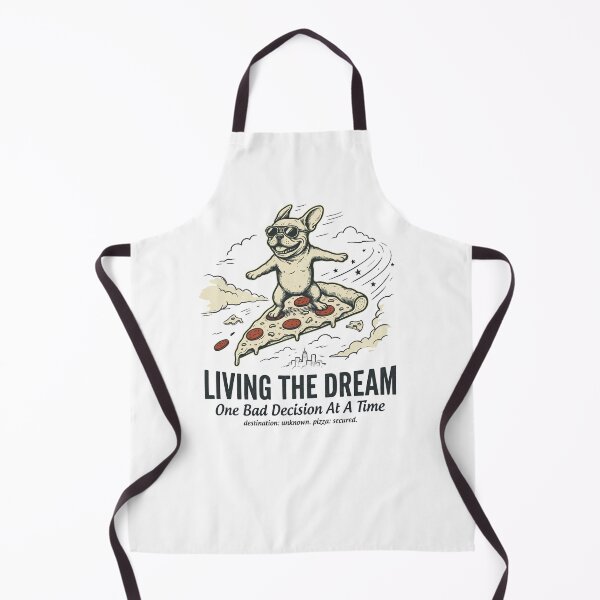 Item preview, Living the Dream One Bad Decision at a Time – French Bulldog Pizza Surfing Funny Design designed and sold by BumbleBloom7.