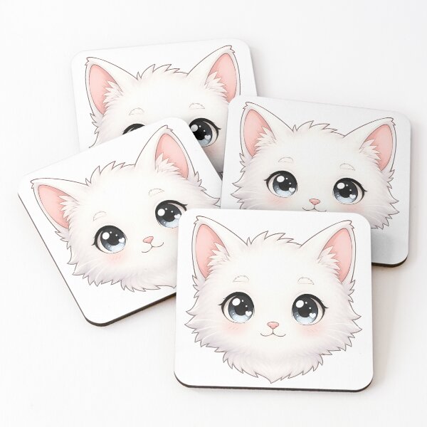 Item preview, Cute Kawaii White Cat Head – Pastel Anime Kitten designed and sold by nocturnastore.