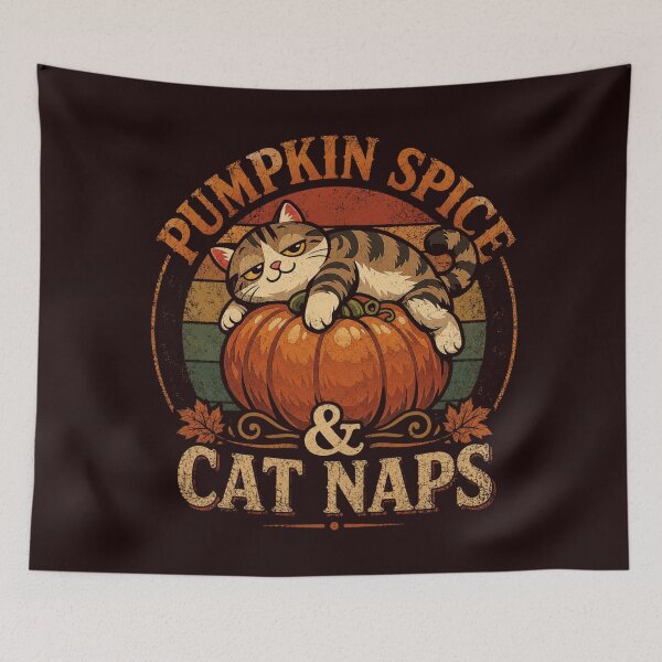 Item preview, Pumpkin Spice & Cat Naps Vintage Cat Lover Fall Halloween Retro Pumpkin Shirt designed and sold by HOUSE OF TIST.