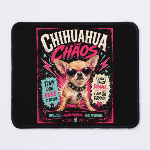Item preview, Chihuahua Chaos Tiny Dog Attitude Poster designed and sold by Sketchlegacy.