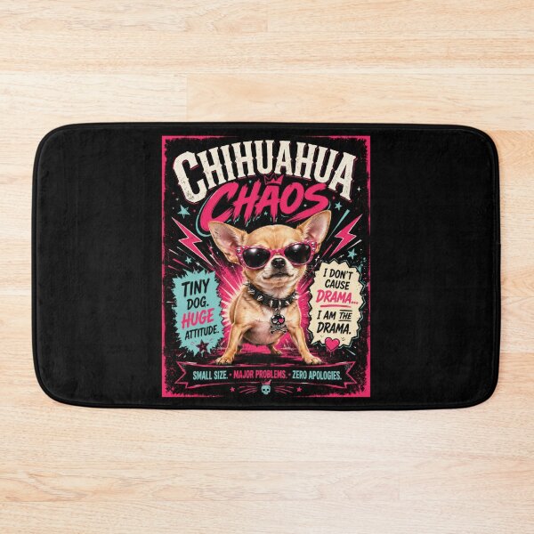 Item preview, Chihuahua Chaos Tiny Dog Attitude Poster  designed and sold by Sketchlegacy.