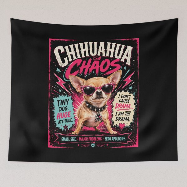 Item preview, Chihuahua Chaos Tiny Dog Attitude Poster  designed and sold by Sketchlegacy.