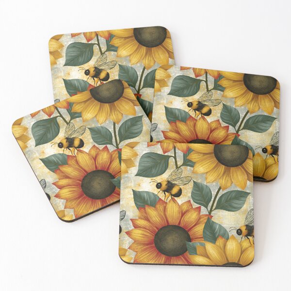 Item preview, Bright Pattern- Sunflowers and Bee's designed and sold by Gypsykiss.