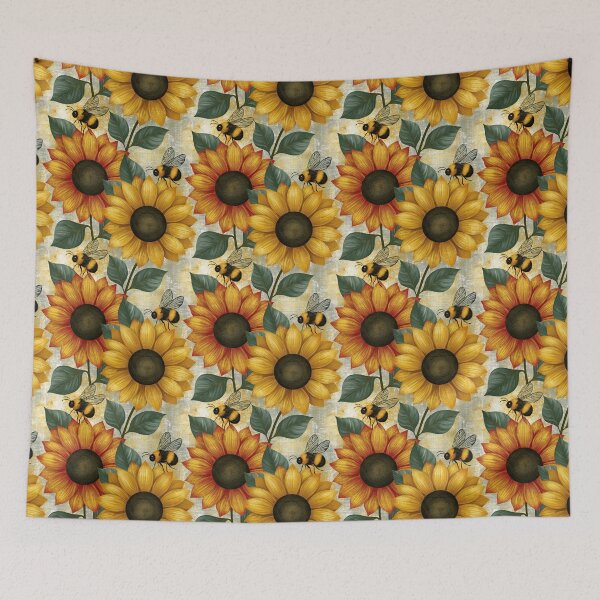 Item preview, Bright Pattern- Sunflowers and Bee's designed and sold by Gypsykiss.