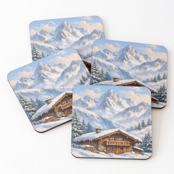 Item preview, Snowy Mountain Chalet: Winter Wonderland Retreat Painting designed and sold by Fantabuloustef.