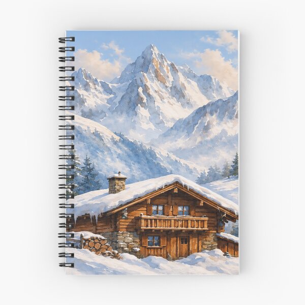 Item preview, Snowy Mountain Chalet: Winter Wonderland Retreat Painting designed and sold by Fantabuloustef.