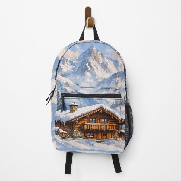 Item preview, Snowy Mountain Chalet: Winter Wonderland Retreat Painting designed and sold by Fantabuloustef.