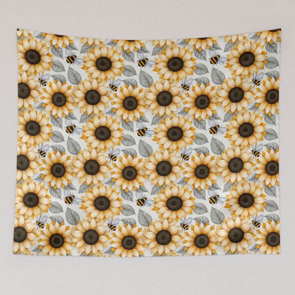 Item preview, Bright Pattern- Sunflowers and Bee's 2 designed and sold by Gypsykiss.