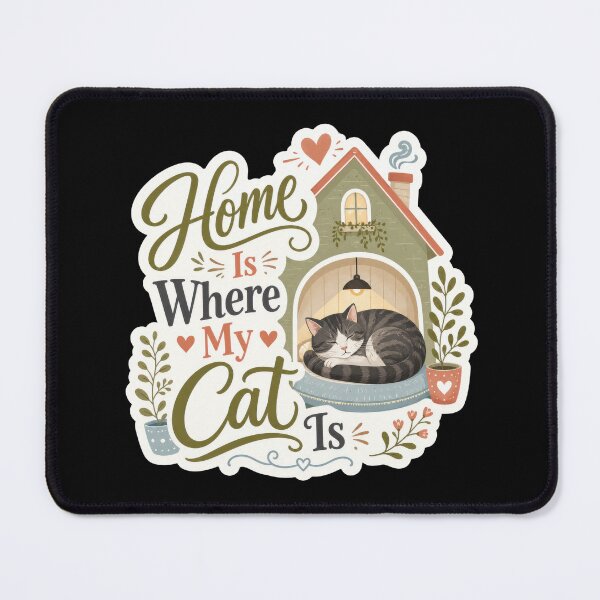 Item preview, Home Is Where My Cat Is Cozy Cat Sticker designed and sold by Sketchlegacy.